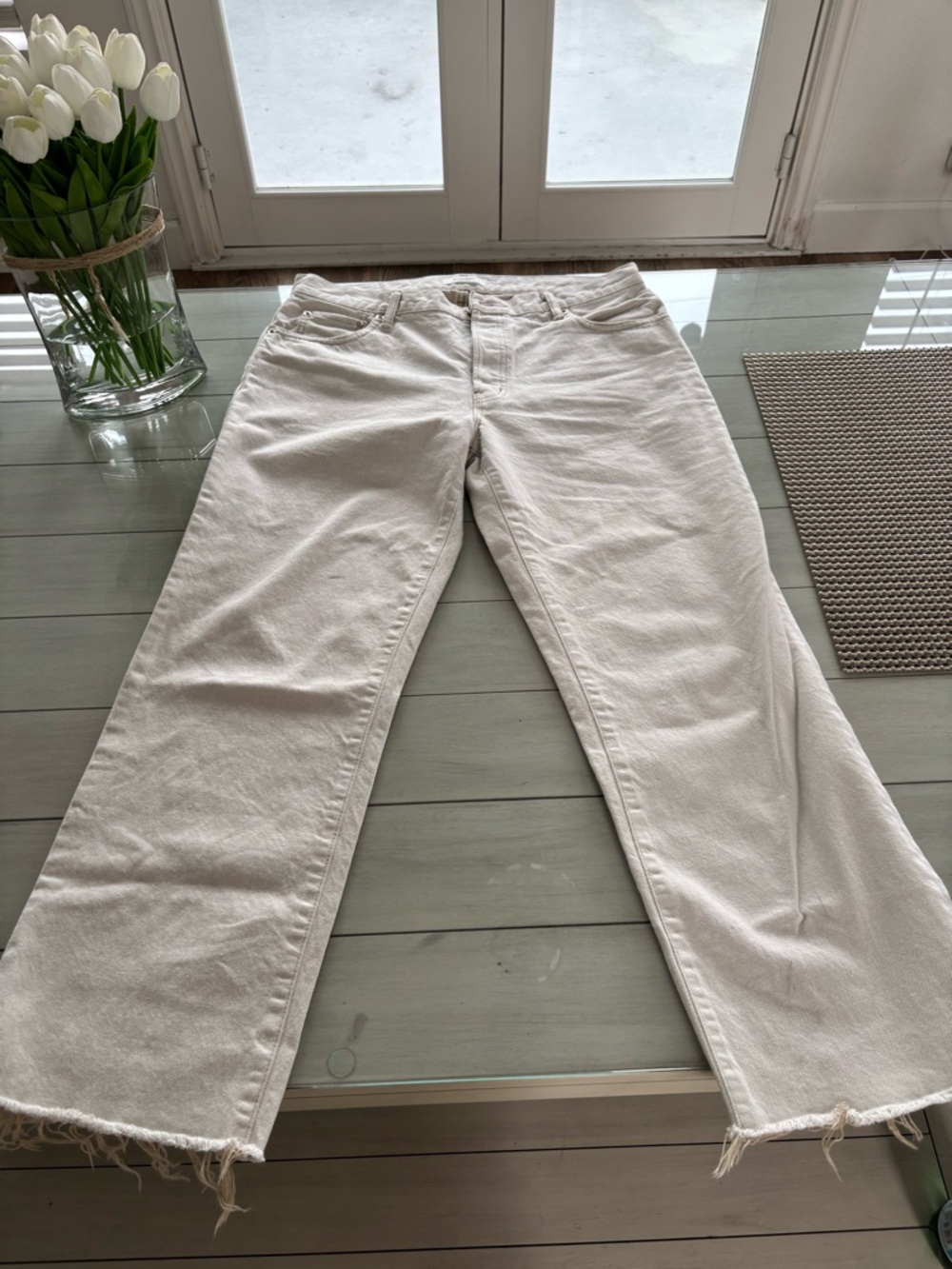 Moussy Women's Straight-Leg Jeans in Off-White